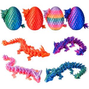 3D Printed Animals Dragon Toys Eggs - Christmas Stocking Stuffers Birthday Gifts for Kids Teen Girls Boys 4PCS Mini Crystal Dragon Toys for Ages 8-13 Year Old Easter Basket Fillers Essentials