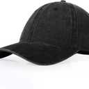 XXL Hats for Men Big Head, Large Baseball Cap for Women, Oversized Trucker Hat Low Crown Hat Washed Plain Denim Dad Hat (Black)