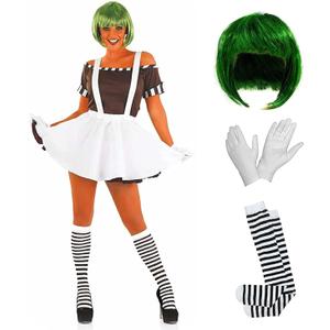 fun shack Womens Chocolate Factory Costume, Chocolate Costume Adult, Book Character Halloween Costumes for Women (X-Large, White)