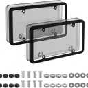  License Plate Frames Protector 2-Pack, Unbreakable ABS Clear License Plate Cover with Anti-Theft Screws Cover, Universal Fits All US Standard 6"x12" Front & Rear for Cars, Trucks, SUVs