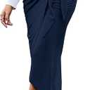 Women Ruched Pencil Skirt High Waist Wrap Tie Front Asymmetrical Long Maxi Skirts Bodycon with Slit (Large, Army Green)