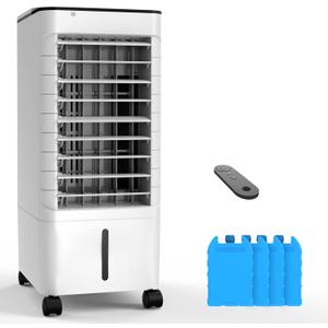 Windowless Portable Air Conditoners, 3-IN-1 Portable AC with Remote, 12H Timer &1.16Gal Tank, 45 Oscillation, 3 Modes 3 Speeds, Fast Cooling Quiet Ventless Swamp Cooler for Room Home Office, Creamy