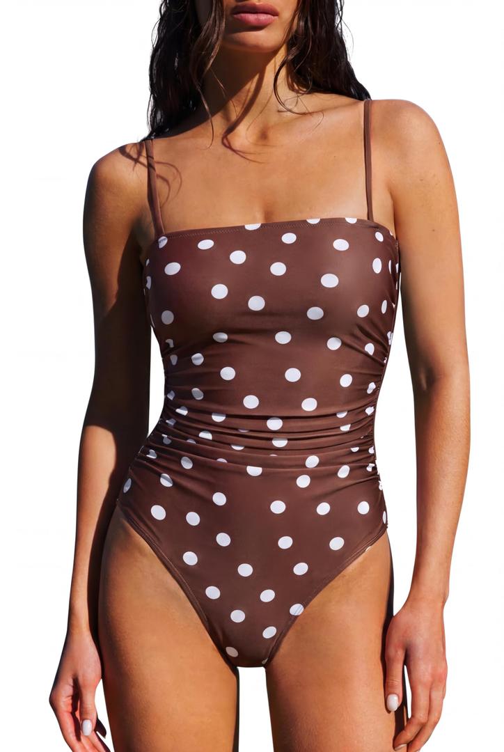 SUUKSESS Women Sexy One Piece Swimsuit Tummy Control Square Neck Bathing Suit L