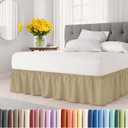 Wrap Around Dust Ruffle Bed Skirt - Beige - for Queen Size Beds with 15 Inch Drop - Easy Fit Elastic Strap - Adjustable Pleated Bedskirt w/Brushed Fabric - Wrinkle Free - for Women, Men, Kids & Teens