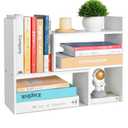 Desktop Shelf Organizer,Adjustable Stackable Office Storage Rack,Wood Display Shelf,White Small Bookshelf for Desktop,Tabletop Desk Shelf,Multipurpose Shelves for Office, Dormitory,Home Decor.