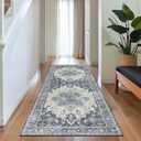 GENIMO 2x7 Runner Rugs for Hallway, Machine Washable Non Slip Vintage Rugs, Low Pile Lightweight Soft Print Rug for enrtyway, Corridor, Home Office, Kitchen, Center Blue