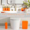 Bathroom Set - 11PC Bathroom Accessory Set, Bathroom Accessories Set, Orange Bathroom Set, Push-lid Trash Can, 3PC Soap Dispensers, Toilet Brush & Q-tip Holders