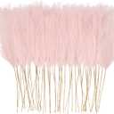 50pcs Pink Faux Pampas Grass Decor, 21.6" Short Artificial Pompous Grass Floral Fake Pompas Grass Branches Vase Filler Flower Arrangement for Home Wedding Boho Decor