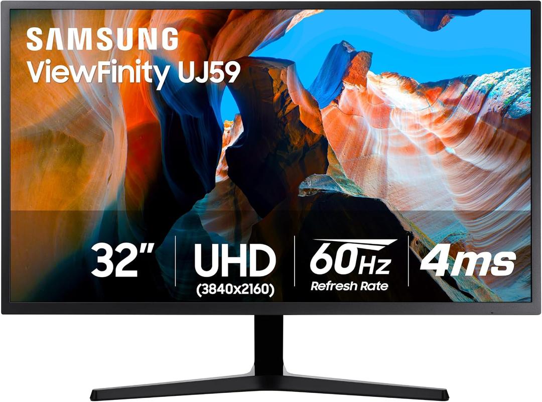 SAMSUNG 32-Inch 4K UHD Black 60 Hz High Resolution Computer Monitor with Display Port, Eye Saver/Flicker Free Mode, FreeSync - (LU32J590UQNXZA)