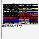 First Responders Flag 3x5 Outdoor No One Fights Alone Flags Double Sided Heavy Duty 3 Ply 210D Polyester Flags with Durable Canvas Header 3 X 5 Feet