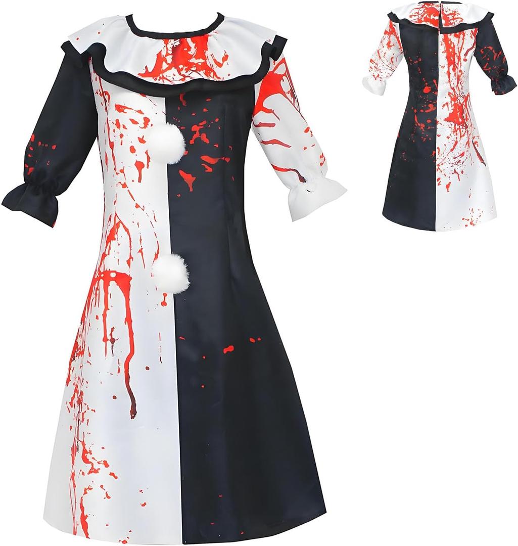 Adult Terrifiers Costume Jumpsuit Outfit Scary Art the Killer Cosplay Black and White Bodysuit Halloween (Small)