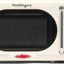 Nostalgia Retro Compact Countertop Microwave Oven - 0.7 Cu. Ft. - 700-Watts with LED Digital Display - Child Lock - Easy Clean Interior - Ivory