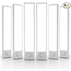 6 Pack Under Cabinet Lighting Wireless, 32 LED Rechargeable Battery Motion Sensor Light Indoor, Stick On Magnetic Closet Lights, Under Counter Lights for Kitchen, Stairs, White 8 in