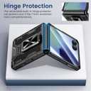 VEGO for Galaxy Z Flip 7 Case, 360 Rotatable Ring Kickstand & Belt Clip Holster & Tempered Glass Camera Screen Protector & Hinge Protection, Shockproof Case for Samsung Flip 7 5G - Black