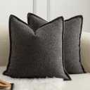 MANDIOO Pack of 2 Decorative Throw Pillow Covers Accent Solid Woven Textured Cushion Covers Pillow Cases Bedroom Living Room Sofa Home 20 x 20 Inch Dark Gray
