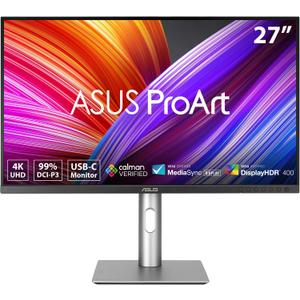 ASUS ProArt Display 27 4K HDR Professional Monitor (PA279CRV) - IPS, UHD (3840 x 2160), 99% DCI-P3/Adobe RGB, E < 2, Calman Verified, USB-C PD 96W, DisplayPort, Daisy-Chain, Ergonomic 