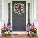 22IN Spring Summer Wreath Patriotic Wreath with Dahlia, Peony, Eucalyptus Leaves. Ivy for Front Door Wall Decor Indoor Outdoor