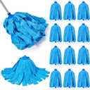 Tanlade 6 Pcs Mop Head Replacement for 0.8 Inch Diameter Mop Handle Blue Microfiber Cloth Refill Washable Refill Reusable Floor Cleaning Compatible with 0.8 Inches Diameter Stick