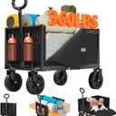 YACONA 3 in 1 Wagons Carts Foldable, 360LBS Lightweight Wagon with All Terrain Wheels, Collapsible Wagon Cart for Grocery, Camping, Beach, Garden & Sports (Black)