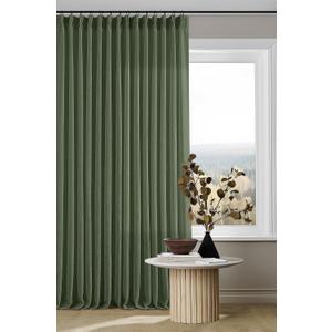 Pleated Linen Curtains 90 Inches Long for Living Room Pinch Pleat Hooks for Track System Back Tab Custom Made Memory Shape Drape Light Filtering Olive Green Living Room Bedroom Window Curtain 90 Inch