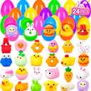24 Pack Easter Egg Fillers Mochi Squishies Toys, Easter Eggs Hunts Filling Easter Basket Stuffers Squeeze Stress Relief Toys for Kids Toddler Teens Boys Girls