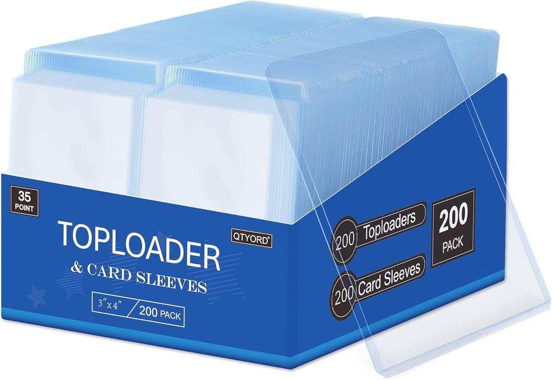 400Pcs Top Loaders for Cards (200Pcs Hard Plastic Card Holders & 200Pcs Penny Card Sleeves) 3" x 4" Toploaders, Card Protector Sleeves for Baseball Football Sports Cards, Trading Cards Blue