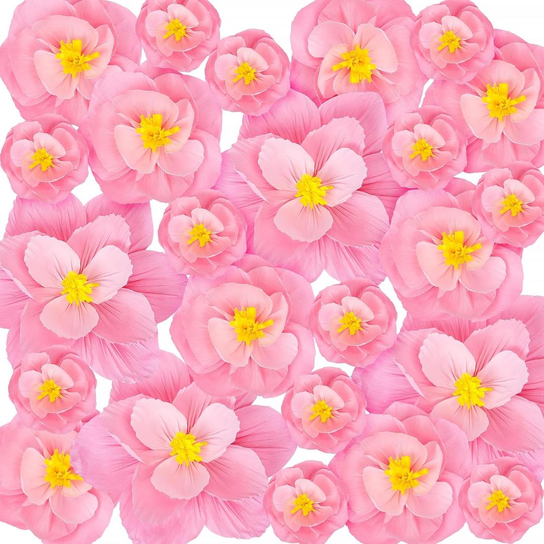 Giant Paper Flowers Artificial Large Paper Flower Decoration for Handcrafted Wall Backdrop Christmas Mexican Wedding Graduation Bridal Shower Birthday Party Supplies(Gradient Pink,24 Pcs)