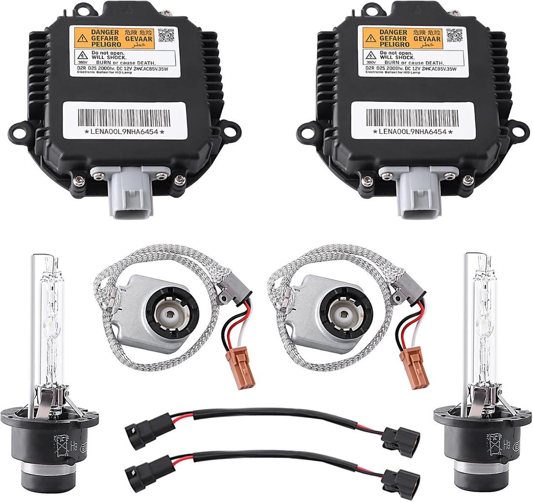 2 Packs HID Headlight Ballast W/Igniter & D2S Bulb for Infiniti EX35 EX37 FX35 FX37 FX45 FX50 G35 G37 JX35 Q50 Q60 Q70 QX56 QX60 QX70 QX80 28474-89904,28474-8991A Xenon Ballast Control Module