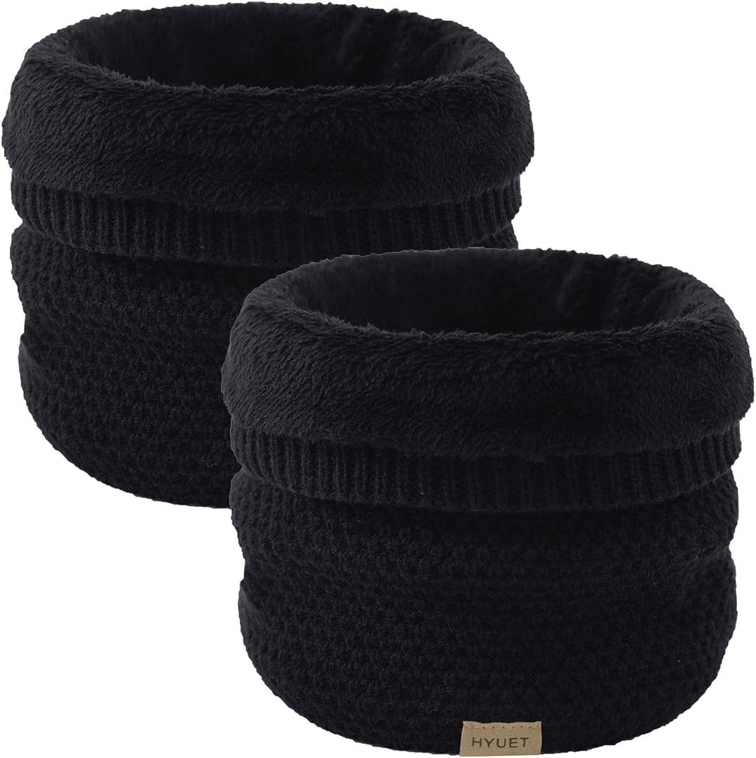 HYUET Winter Neck Gaiter Men, Fleece Neck Warmer Windproof Face Scarf Mask Face Cover Neck Cover for Men Women Ski (2pcs-black)