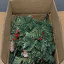 Outdoor Christmas Tree 2 Pack 33" Christmas Urn Filler with 50 Warm&Colorful Lights, Artificial Xmas Tree 8 Modes Timer,Mixed Tips Pinecones Red Berries Battery Operated for Pathway Yard Porch Planter