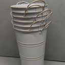 12 Inch Galvanized Metal Vases for Flowers - 6 Pcs Farmhouse Decorative Tall Flower Bucket with Handles, Rustic French Tin Planter Buckets for Wedding Decor (White)