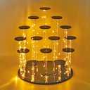 DIWNELEM 16 Tier Acrylic Cupcake Stand Display Riser Holder for Cupcakes, Collectibles, Figures, Comestics, Perfumes, Jewelry - Black Acrylic Display Stand Organizer (16 Tier with Yellow Light)