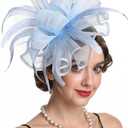 Women Fascinators Hats Flower Fascinators with Headband and Clip Tea Party Headwear for Women and Girls (Blue)