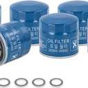 Kefly 26300-35505 Engine Oil Filters Fits for Hyundai Elantra Tucson Santa Fe Kia Sportage Forte Seltos, with Drain Plug Gasket (6 PCS)