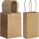 BagDream 50 Pack 3.5x2.4x6.7 Inches Small Kraft Paper Gift Bags with Handles Bulk Mini Party Favor Bags Candy Bags 100% Recyclable Brown Paper Bag