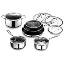 HexClad Hybrid Nonstick 14-Piece Cookware Set, 8", 10", and 12" Pans with Lids, 2,3, and 8Qt Pots with Lids, Stay-Cool Handles, Dishwasher and Oven-Safe, Induction Ready