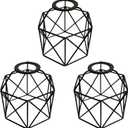 Wire Cage Pendant Light Shades, 3-Pack Black Metal Geometric Hanging Lamp Shades for E26 Socket, Vintage Industrial Farmhouse Edison Bulb Guard for Kitchen Island & Dining Room