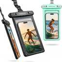 wellhouse Waterproof Phone Pouch, Waterproof Phone Case for iPhone17 16 15 14 13 Pro Max XS Samsung, IPX8 3D Cellphone Dry Bag Beach Essentials (2 Pack - Black & Green 8.0", 8 inch)