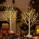 2 Pack Lighted Trees for Indoor Decor with Timer, 144 LED 2FT White Light up Birch Tree Tabletop Lamp for Birthday Thanksgiving Wedding Decor, Small Christmas Tree with Lights