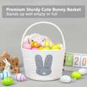 CubesLand Easter Basket for Kids Boys and Girls, Adorable Bunny Basket for Easter Egg Hunts, Soft & Safe Babys First Easter Basket, Sturdy Cotton Rope Empty Gift Basket, Festive Dcor- Grey-Large