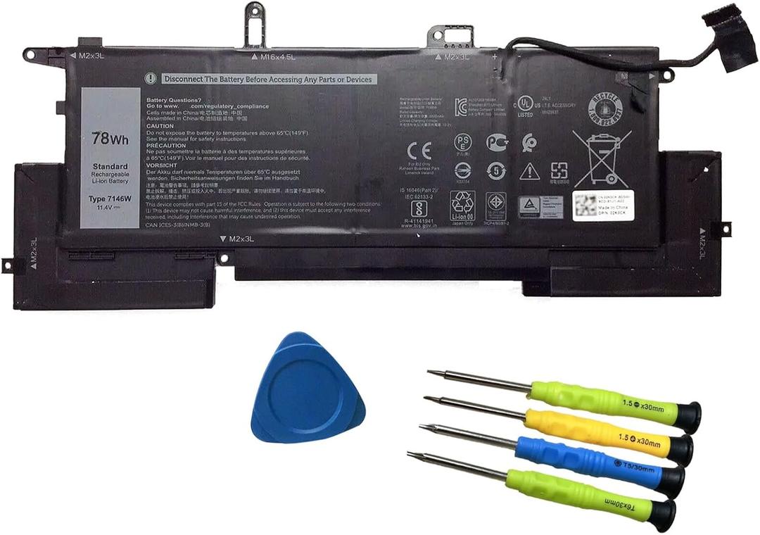7146W 11.4V 78Wh/6500mAh Laptop Battery Compatible with Dell Latitude 7400 E7270 E7260 E7400 Replacement for C76H7 0C76H7 08W3YY 2K0CK NF2MW 0G8F6M