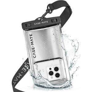 Case-Mate IP68 Waterproof Phone Pouch - Travel Beach Cruise Ship Essentials - Floating Waterproof Phone Case with Crossbody Lanyard for iPhone 16 Pro Max/15 Pro Max/14/13 /12 /S25/S24 - Silver Chrome