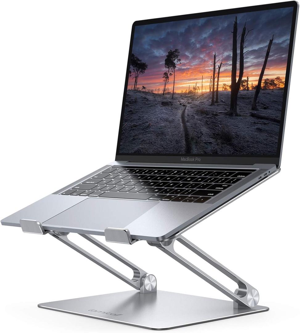 Lamicall Adjustable Laptop Stand, Portable Laptop Riser, Aluminum Laptop Stand for Desk Foldable, Ergonomic Computer Notebook Stand Holder for MacBook Air Pro, Dell XPS, HP (10-17.3'') Gift - Silver