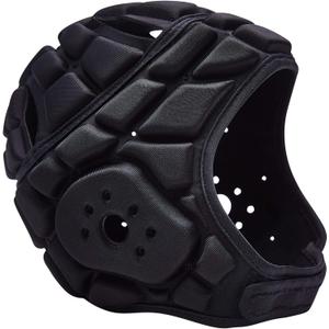COOLOMG Soft Shell Flag Football Helmet 7v7 Rugby Helmet Scrum Cap Soccer Padded Headgear Adjustable Head Protector for Youth Kids Adults (Small, Black)