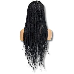 PIB 24'' Full Lace Knotless Box Braid Wig - Square Parted Braided Wig for Black Women - Handmade Box Braids with Natural Baby Hair - Handmade Braided Wigs - Off Black #1B (24", #1B Off Black)