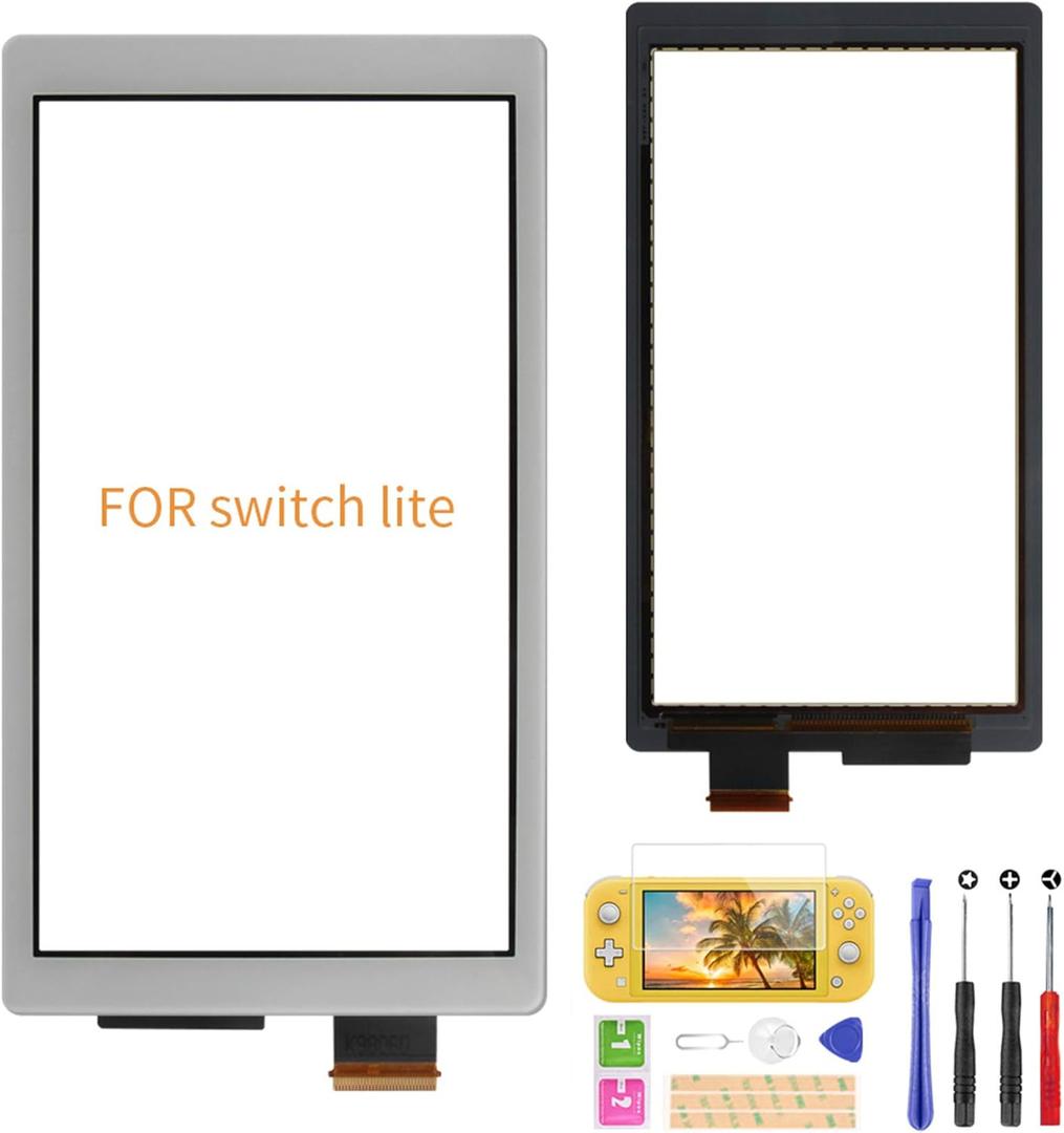 A-MIND Touch Screen Digitizer for Nintendo Switch Lite Only?Front Touch Panel Replacement Parts Repair Set + Tool Repair Kit + Screen Protector (Limited Gray)
