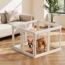 Transparent Acrylic Dog Playpen, 24"H Metal Dogs Enclosure, Easy-to-Install Pet Fence with Door, 8-Panel Puppy Playpen, Small Breeds & Puppies Kittens and Other Small Animals White Indoor Dog Play Pen