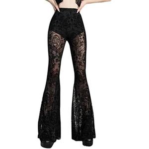 Instobig Gothic Black Pants Grunge Bottoms High Waisted Boho Hippie M