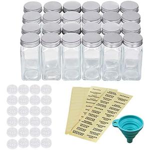 NEX Only 14 Glass Spice Jars/Bottles for Spice Rack, 4 OZ Empty Spice Containers Set with Spice Labels