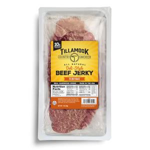 Tillamook Beef Jerky, Country Smoker Teriyaki Deli Style Thin Sliced Slab, Low Carb, High Protein, Ready to Eat Keto Snacks, Chopped & Formed Slabs,12 Count Tray